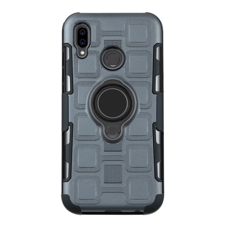 For Huawei P20 Lite 3 In 1 Cube PC + TPU Protective Case with 360 Degrees Rotate Black Ring Holder