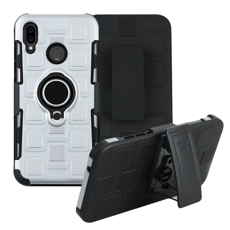 For Huawei P20 Lite 3 In 1 Cube PC + TPU Protective Case with 360 Degrees Rotate Black Ring Holder