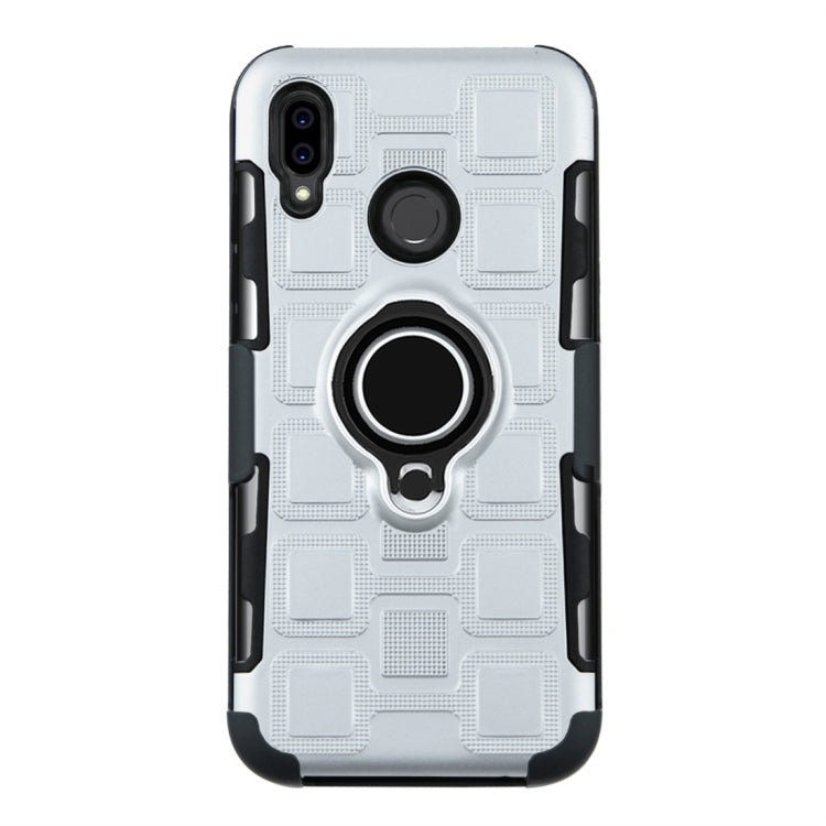 For Huawei P20 Lite 3 In 1 Cube PC + TPU Protective Case with 360 Degrees Rotate Black Ring Holder