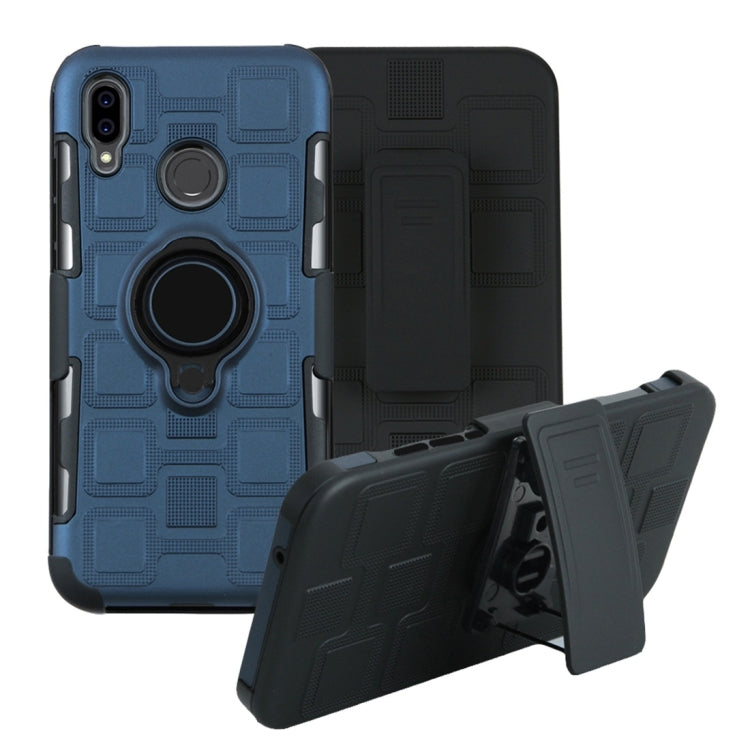 For Huawei P20 Lite 3 In 1 Cube PC + TPU Protective Case with 360 Degrees Rotate Black Ring Holder