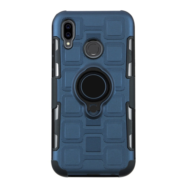 For Huawei P20 Lite 3 In 1 Cube PC + TPU Protective Case with 360 Degrees Rotate Black Ring Holder