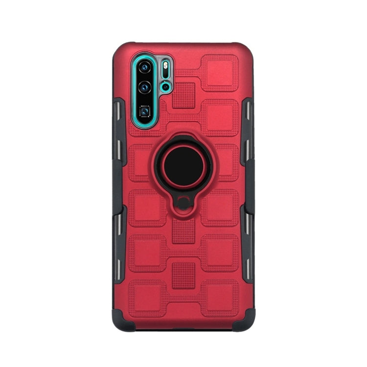 For Huawei P30 Pro 3 In 1 Cube PC + TPU Protective Case with 360 Degrees Rotate Black Ring Holder