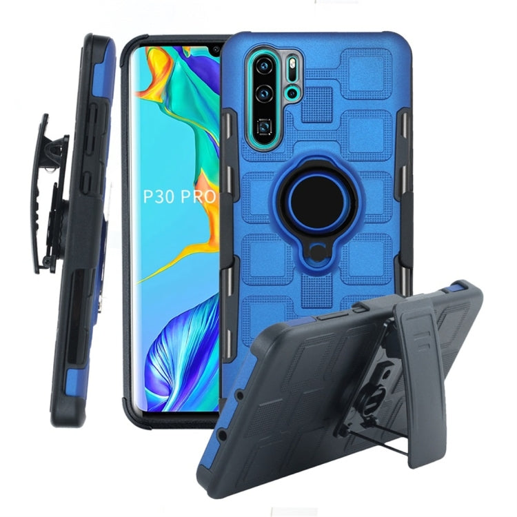 For Huawei P30 Pro 3 In 1 Cube PC + TPU Protective Case with 360 Degrees Rotate Black Ring Holder