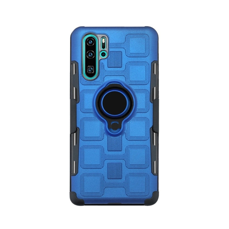 For Huawei P30 Pro 3 In 1 Cube PC + TPU Protective Case with 360 Degrees Rotate Black Ring Holder