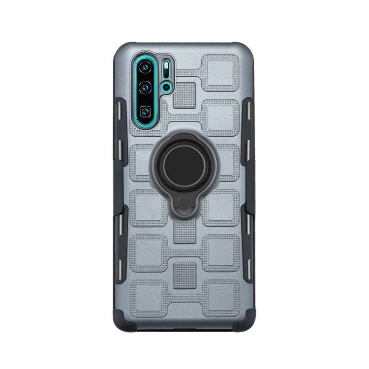 For Huawei P30 Pro 3 In 1 Cube PC + TPU Protective Case with 360 Degrees Rotate Black Ring Holder