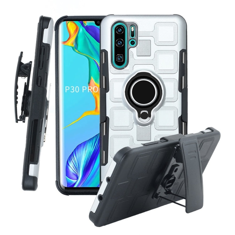 For Huawei P30 Pro 3 In 1 Cube PC + TPU Protective Case with 360 Degrees Rotate Black Ring Holder