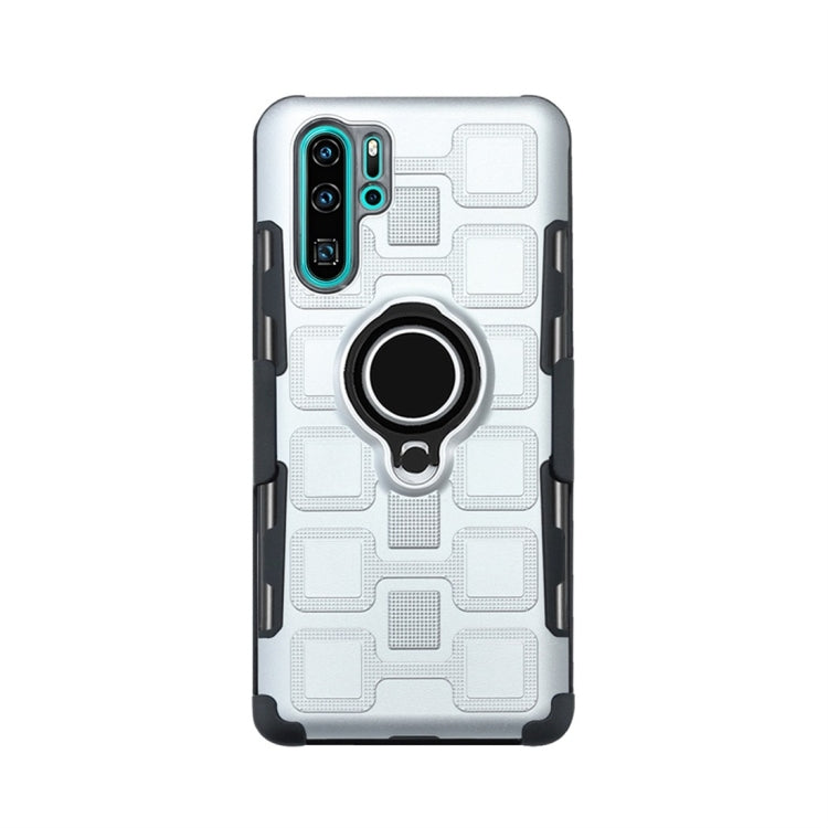 For Huawei P30 Pro 3 In 1 Cube PC + TPU Protective Case with 360 Degrees Rotate Black Ring Holder