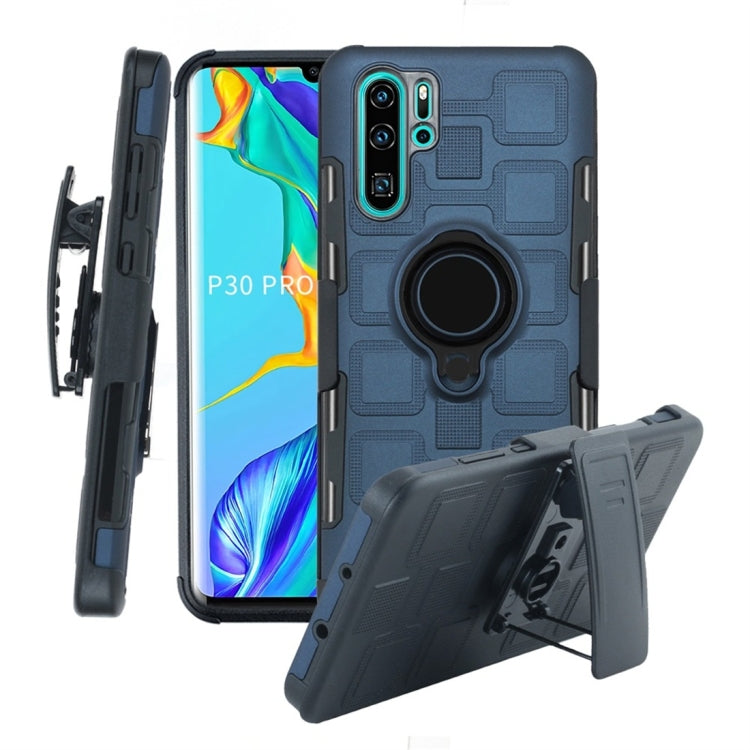 For Huawei P30 Pro 3 In 1 Cube PC + TPU Protective Case with 360 Degrees Rotate Black Ring Holder