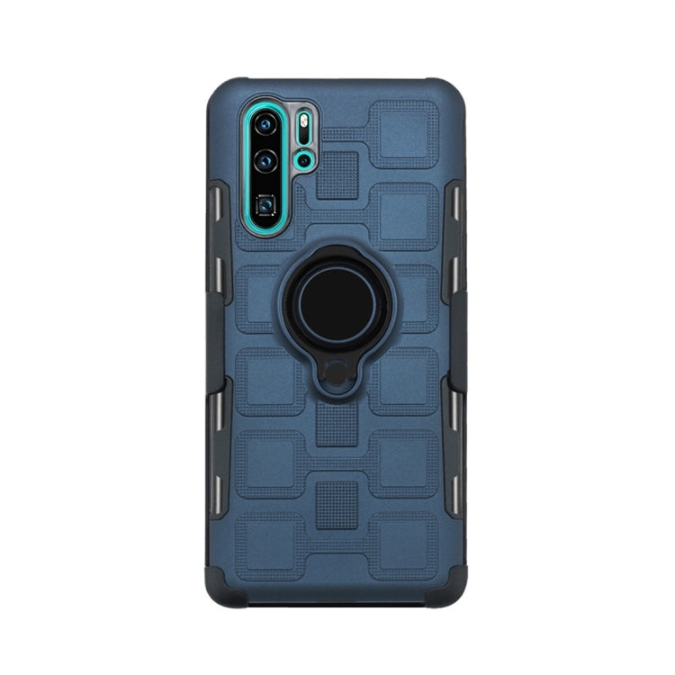 For Huawei P30 Pro 3 In 1 Cube PC + TPU Protective Case with 360 Degrees Rotate Black Ring Holder