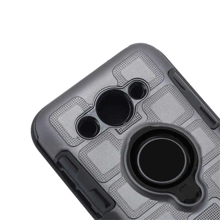 For Huawei Y3 (2017) 3 In 1 Cube PC + TPU Protective Case with 360 Degrees Rotate Black Ring Holder