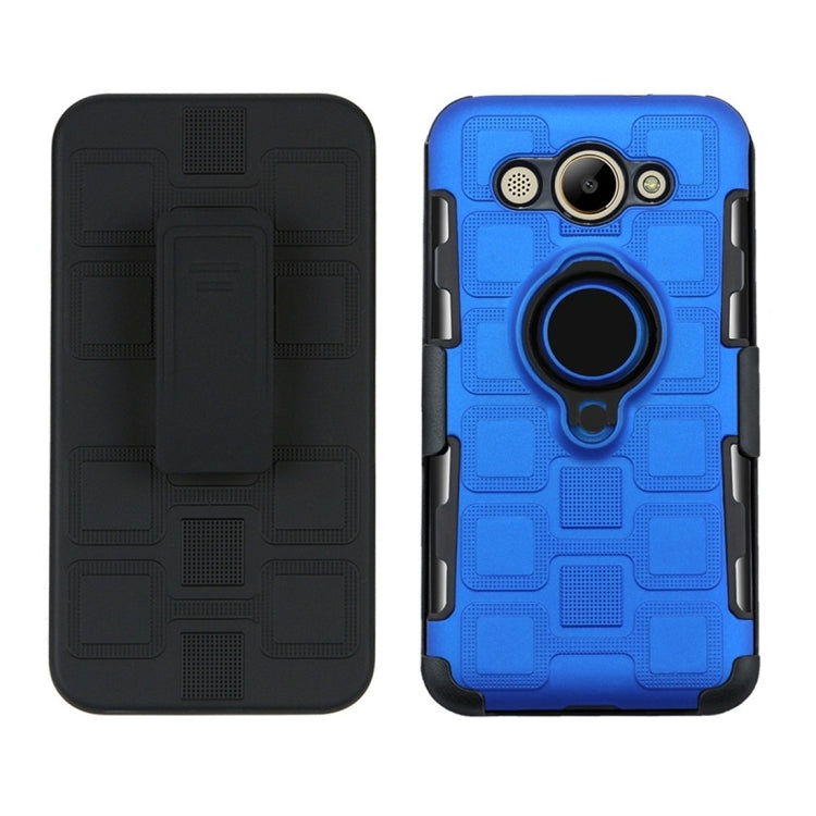 For Huawei Y3 (2017) 3 In 1 Cube PC + TPU Protective Case with 360 Degrees Rotate Black Ring Holder