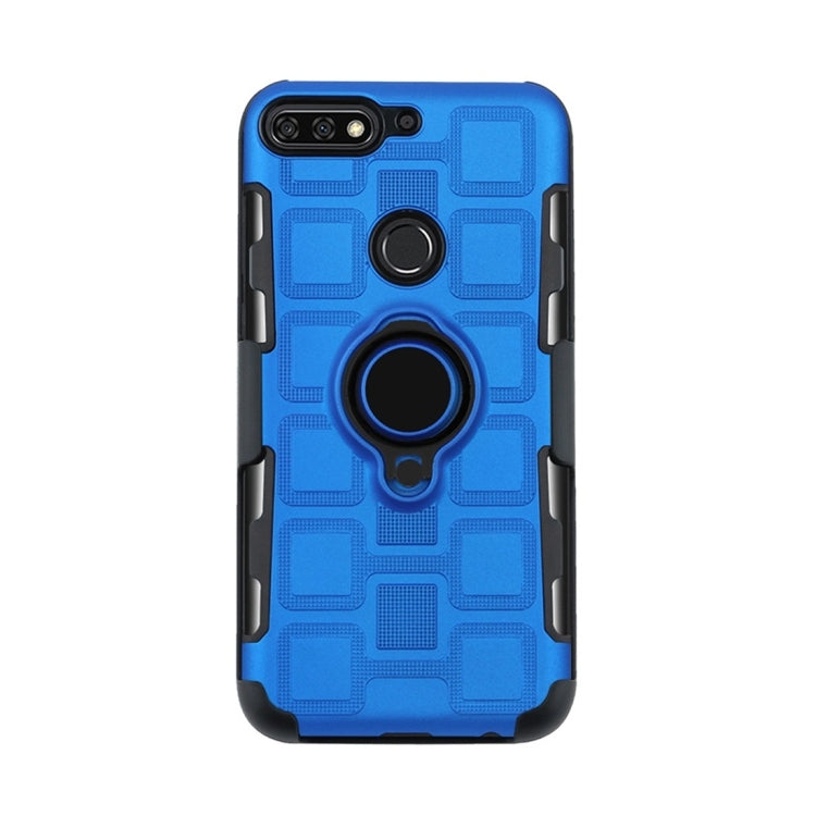 For Huawei Y7 (2018) / Honor 7C 3 In 1 Cube PC + TPU Protective Case with 360 Degrees Rotate Black Ring Holder