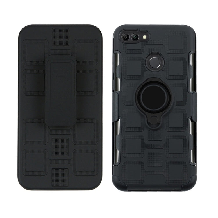 For Huawei Y9 (2018) / Enjoy 8 Plus 3 In 1 Cube PC + TPU Protective Case with 360 Degrees Rotate Black Ring Holder