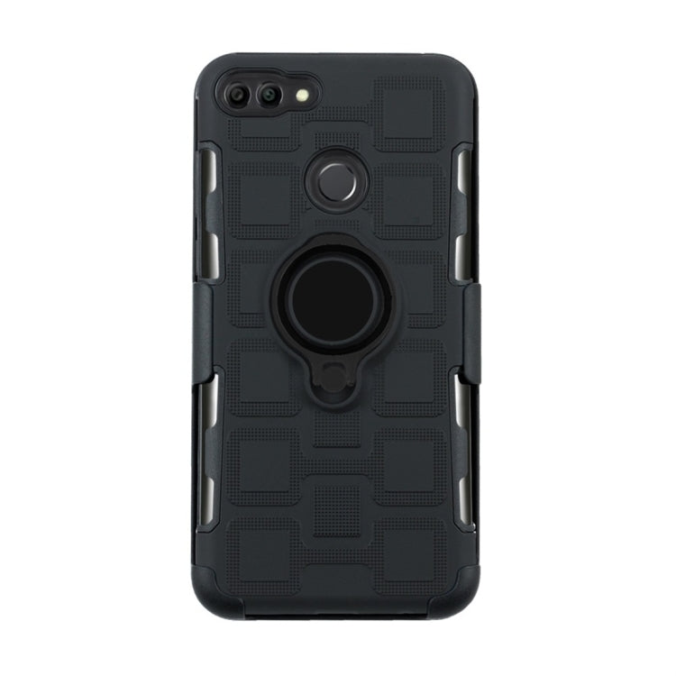 For Huawei Y9 (2018) / Enjoy 8 Plus 3 In 1 Cube PC + TPU Protective Case with 360 Degrees Rotate Black Ring Holder