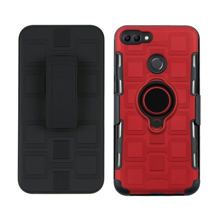For Huawei Y9 (2018) / Enjoy 8 Plus 3 In 1 Cube PC + TPU Protective Case with 360 Degrees Rotate Black Ring Holder