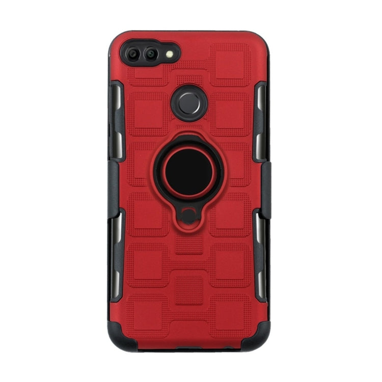 For Huawei Y9 (2018) / Enjoy 8 Plus 3 In 1 Cube PC + TPU Protective Case with 360 Degrees Rotate Black Ring Holder