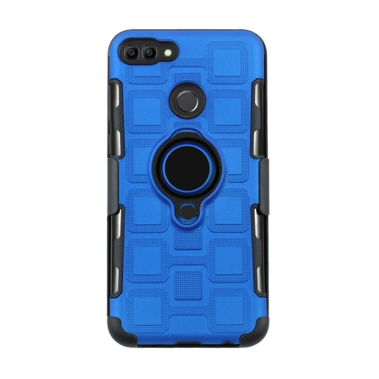 For Huawei Y9 (2018) / Enjoy 8 Plus 3 In 1 Cube PC + TPU Protective Case with 360 Degrees Rotate Black Ring Holder