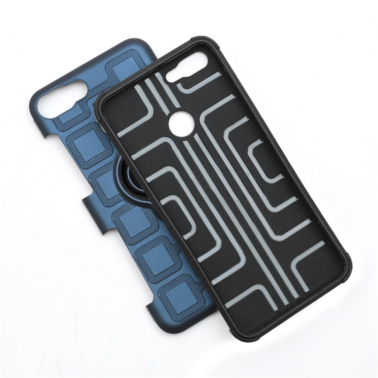 For Huawei Y9 (2018) / Enjoy 8 Plus 3 In 1 Cube PC + TPU Protective Case with 360 Degrees Rotate Black Ring Holder