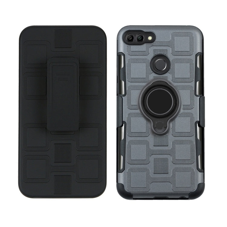 For Huawei Y9 (2018) / Enjoy 8 Plus 3 In 1 Cube PC + TPU Protective Case with 360 Degrees Rotate Black Ring Holder