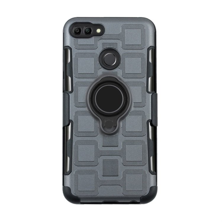 For Huawei Y9 (2018) / Enjoy 8 Plus 3 In 1 Cube PC + TPU Protective Case with 360 Degrees Rotate Black Ring Holder