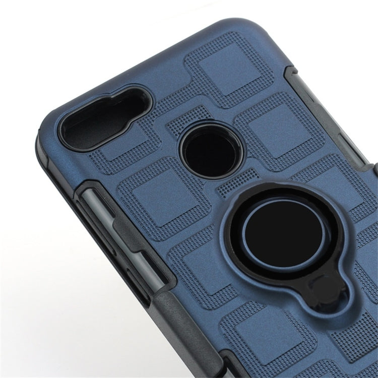 For Huawei Y9 (2018) / Enjoy 8 Plus 3 In 1 Cube PC + TPU Protective Case with 360 Degrees Rotate Black Ring Holder