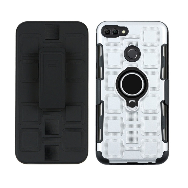 For Huawei Y9 (2018) / Enjoy 8 Plus 3 In 1 Cube PC + TPU Protective Case with 360 Degrees Rotate Black Ring Holder