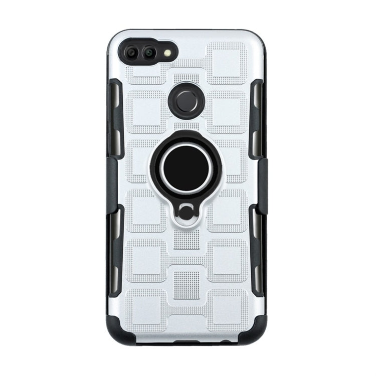 For Huawei Y9 (2018) / Enjoy 8 Plus 3 In 1 Cube PC + TPU Protective Case with 360 Degrees Rotate Black Ring Holder