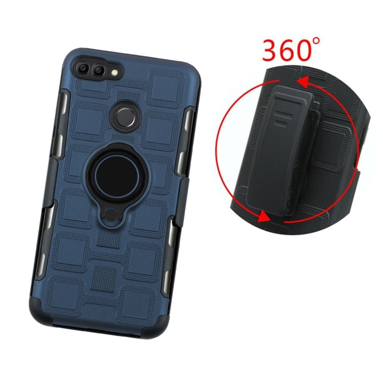 For Huawei Y9 (2018) / Enjoy 8 Plus 3 In 1 Cube PC + TPU Protective Case with 360 Degrees Rotate Black Ring Holder