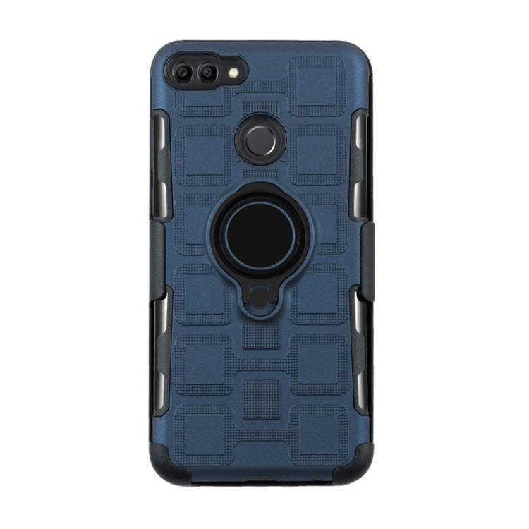 For Huawei Y9 (2018) / Enjoy 8 Plus 3 In 1 Cube PC + TPU Protective Case with 360 Degrees Rotate Black Ring Holder