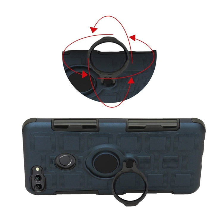 For Huawei Y9 (2018) / Enjoy 8 Plus 3 In 1 Cube PC + TPU Protective Case with 360 Degrees Rotate Black Ring Holder