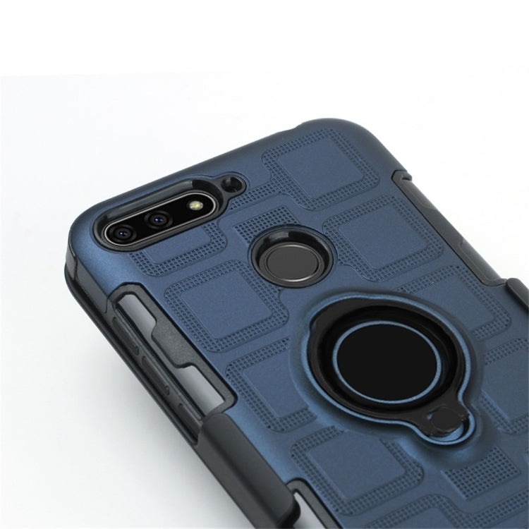 For Huawei Y6 (2018) / Enjoy 8e 3 In 1 Cube PC + TPU Protective Case with 360 Degrees Rotate Black Ring Holder