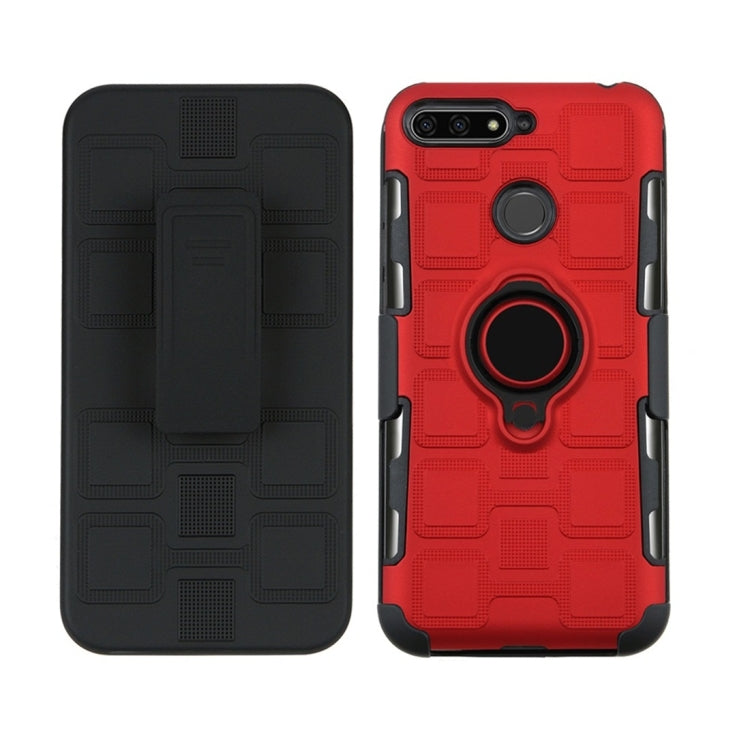 For Huawei Y6 (2018) / Enjoy 8e 3 In 1 Cube PC + TPU Protective Case with 360 Degrees Rotate Black Ring Holder