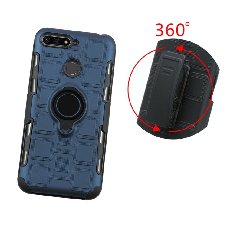 For Huawei Y6 (2018) / Enjoy 8e 3 In 1 Cube PC + TPU Protective Case with 360 Degrees Rotate Black Ring Holder