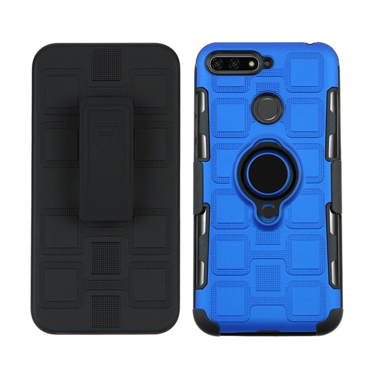 For Huawei Y6 (2018) / Enjoy 8e 3 In 1 Cube PC + TPU Protective Case with 360 Degrees Rotate Black Ring Holder