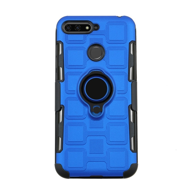 For Huawei Y6 (2018) / Enjoy 8e 3 In 1 Cube PC + TPU Protective Case with 360 Degrees Rotate Black Ring Holder