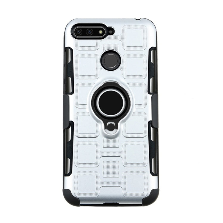For Huawei Y6 (2018) / Enjoy 8e 3 In 1 Cube PC + TPU Protective Case with 360 Degrees Rotate Black Ring Holder