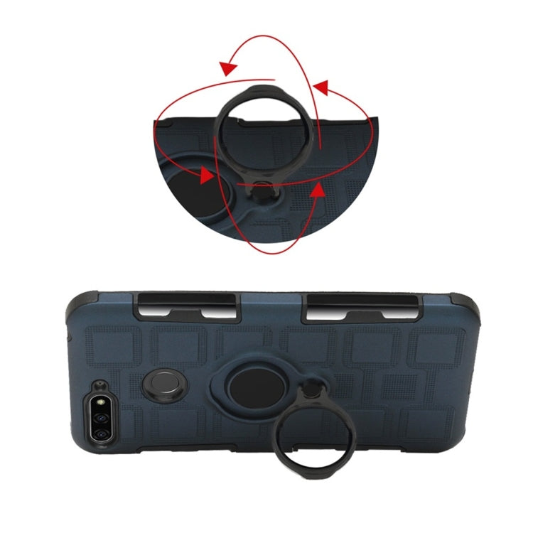 For Huawei Y6 (2018) / Enjoy 8e 3 In 1 Cube PC + TPU Protective Case with 360 Degrees Rotate Black Ring Holder