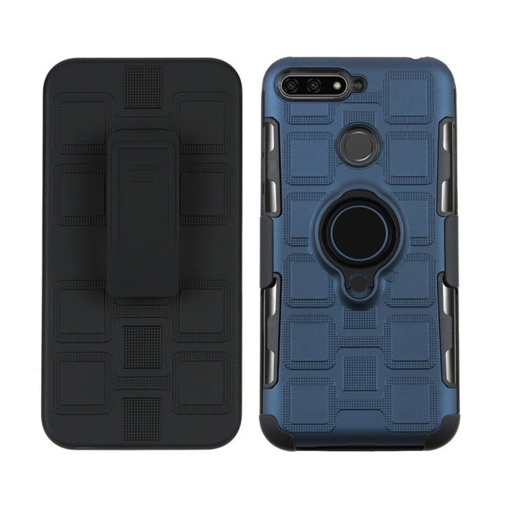 For Huawei Y6 (2018) / Enjoy 8e 3 In 1 Cube PC + TPU Protective Case with 360 Degrees Rotate Black Ring Holder