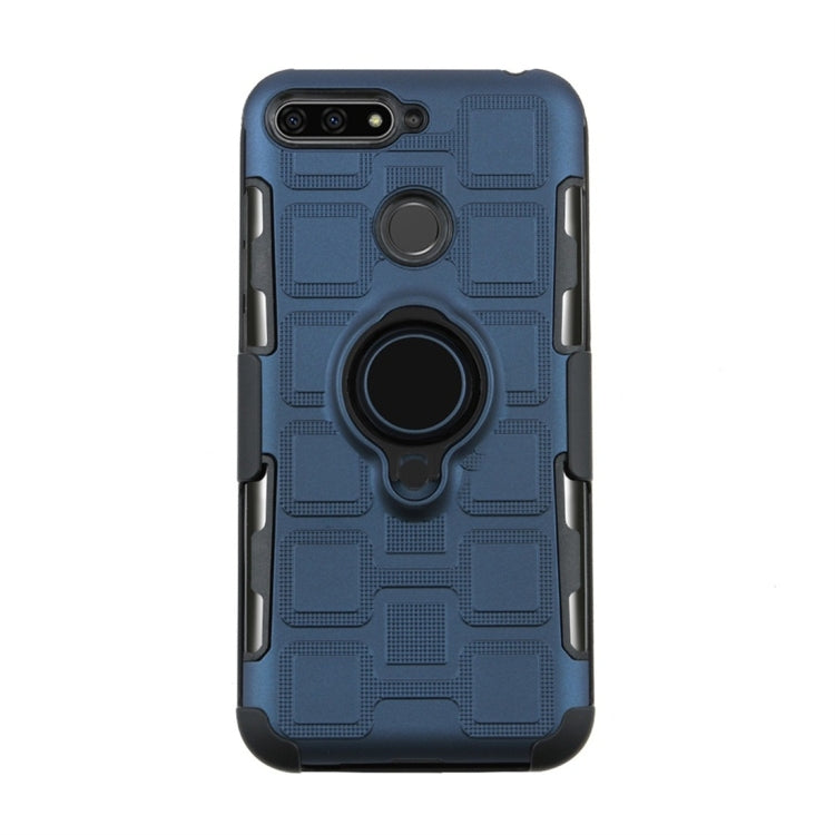 For Huawei Y6 (2018) / Enjoy 8e 3 In 1 Cube PC + TPU Protective Case with 360 Degrees Rotate Black Ring Holder