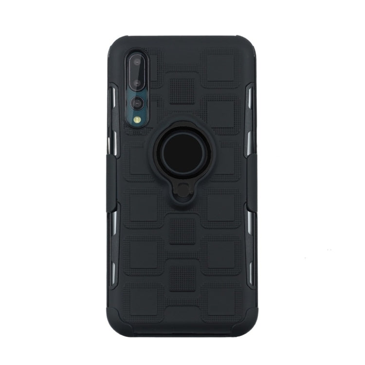 For Huawei P20 Pro 3 In 1 Cube PC + TPU Protective Case with 360 Degrees Rotate Black Ring Holder