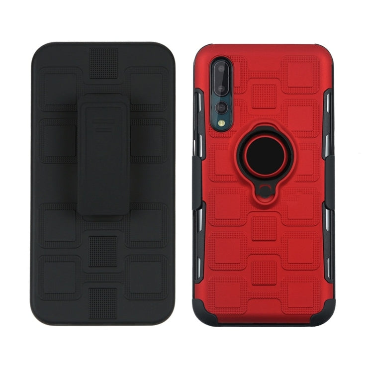 For Huawei P20 Pro 3 In 1 Cube PC + TPU Protective Case with 360 Degrees Rotate Black Ring Holder