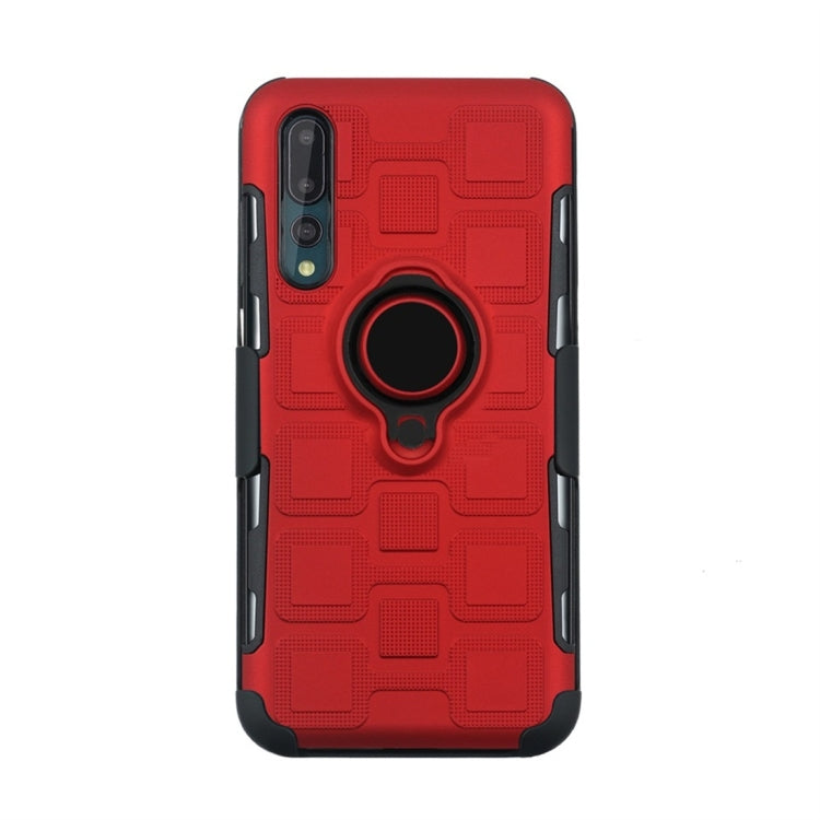 For Huawei P20 Pro 3 In 1 Cube PC + TPU Protective Case with 360 Degrees Rotate Black Ring Holder