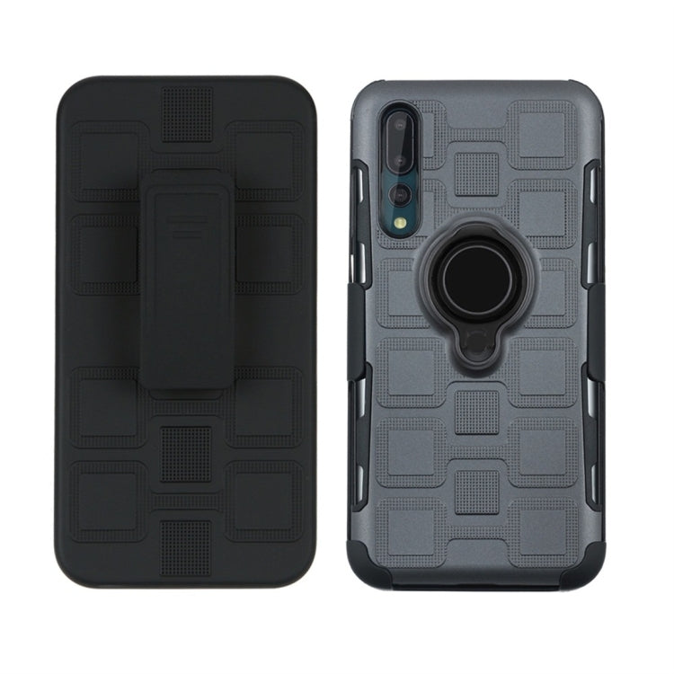 For Huawei P20 Pro 3 In 1 Cube PC + TPU Protective Case with 360 Degrees Rotate Black Ring Holder