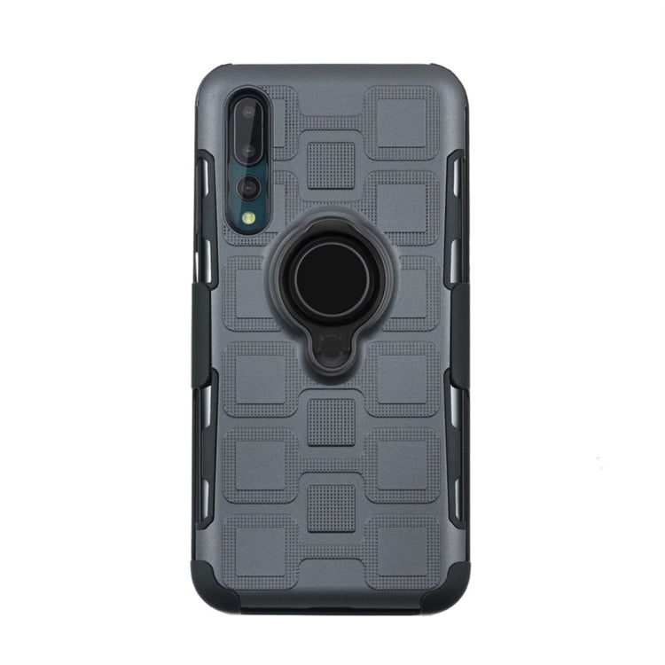 For Huawei P20 Pro 3 In 1 Cube PC + TPU Protective Case with 360 Degrees Rotate Black Ring Holder