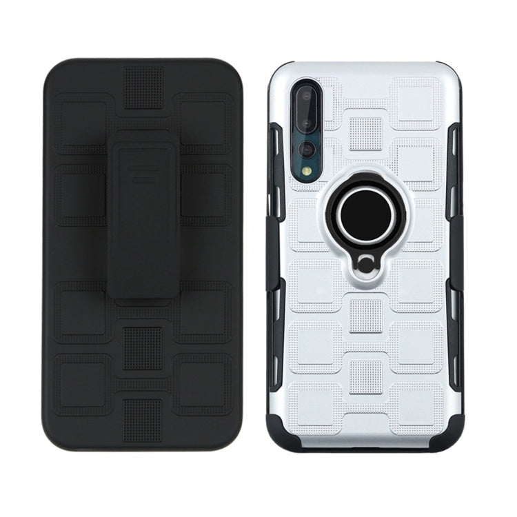 For Huawei P20 Pro 3 In 1 Cube PC + TPU Protective Case with 360 Degrees Rotate Black Ring Holder
