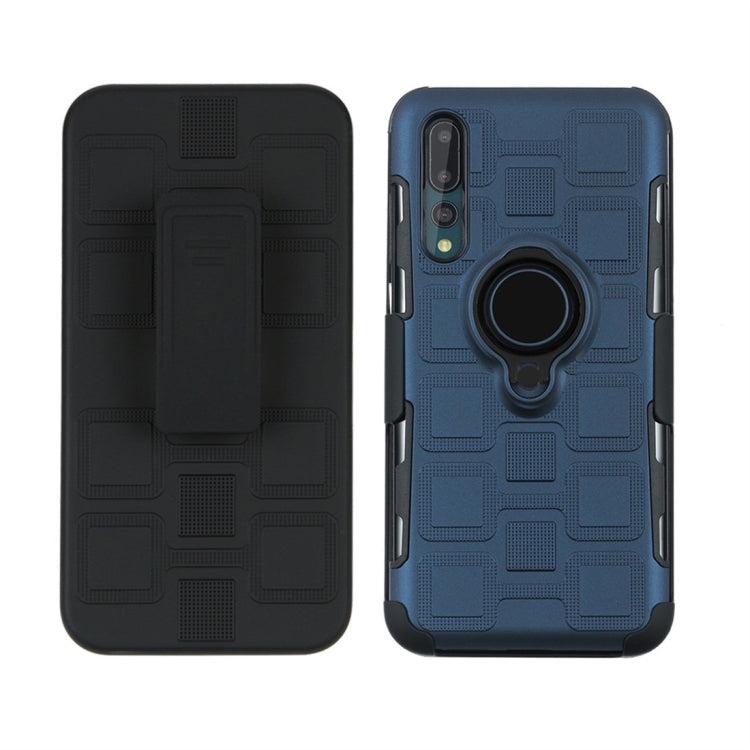 For Huawei P20 Pro 3 In 1 Cube PC + TPU Protective Case with 360 Degrees Rotate Black Ring Holder