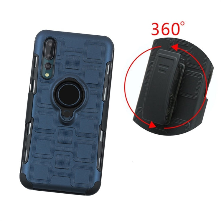 For Huawei P20 Pro 3 In 1 Cube PC + TPU Protective Case with 360 Degrees Rotate Black Ring Holder