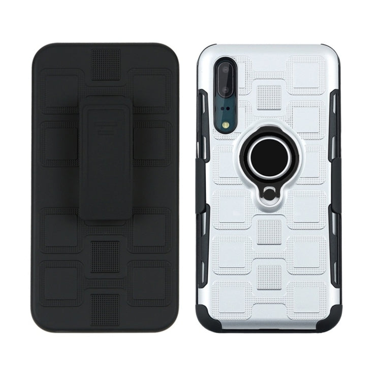 For Huawei P20 3 In 1 Cube PC + TPU Protective Case with 360 Degrees Rotate Black Ring Holder