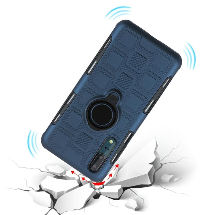 For Huawei P20 3 In 1 Cube PC + TPU Protective Case with 360 Degrees Rotate Black Ring Holder