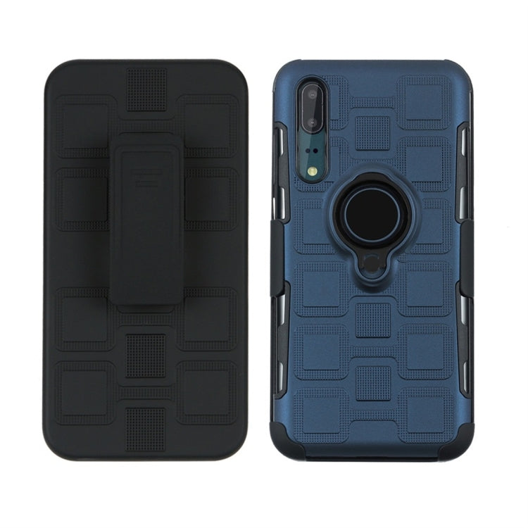 For Huawei P20 3 In 1 Cube PC + TPU Protective Case with 360 Degrees Rotate Black Ring Holder